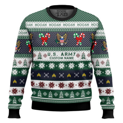 US Army Hooah! - Custom Name Ugly Sweater
