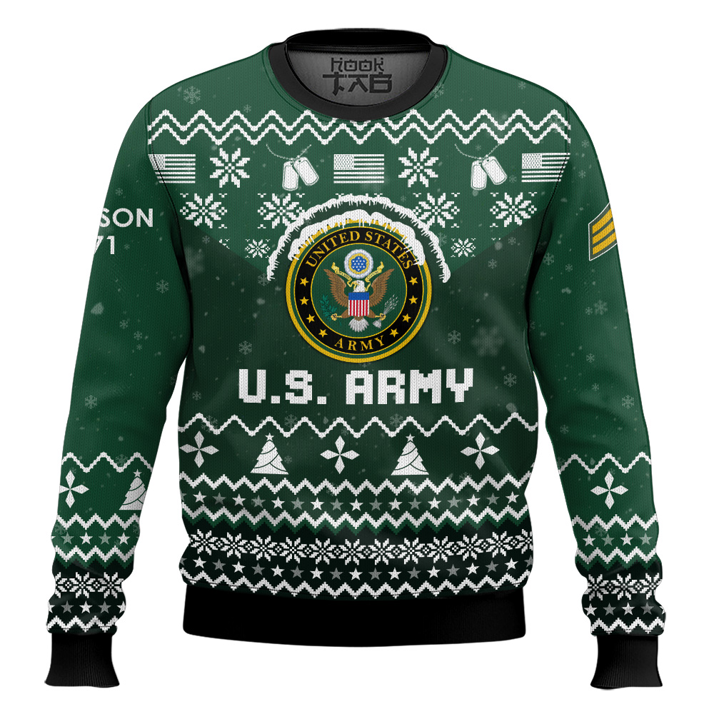 Hooktab US Army I Served My Country - Custom Name, Rank And Years Of Service Ugly Sweater Hooktab US Army I Served My Country - Custom Name, Rank And Years Of Service Ugly Sweater