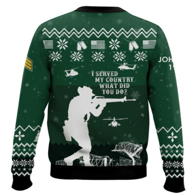 Hooktab US Army I Served My Country – Custom Name, Rank And Years Of Service Ugly Sweater