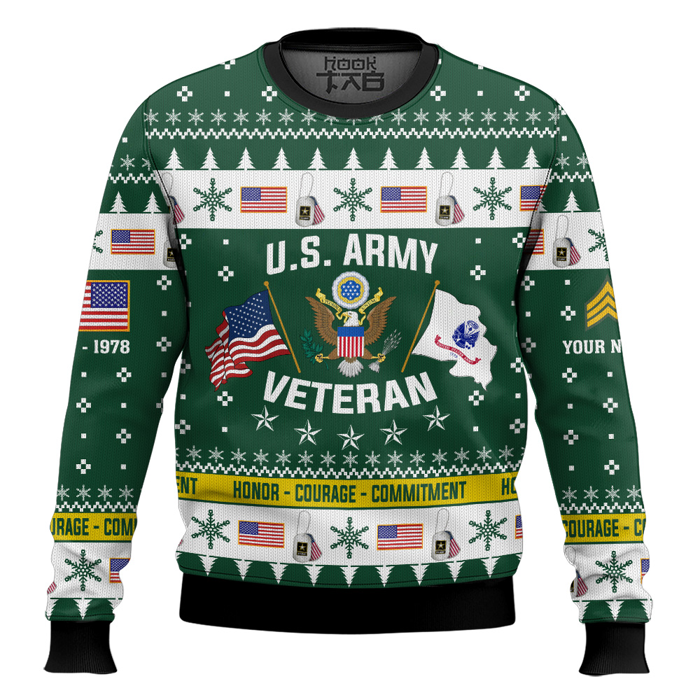Hooktab US Army I Served My Country And Damn Proud Of It - Custom Name, Rank And Years Of Service Ugly Sweater Hooktab US Army I Served My Country And Damn Proud Of It - Custom Name, Rank And Years Of Service Ugly Sweater