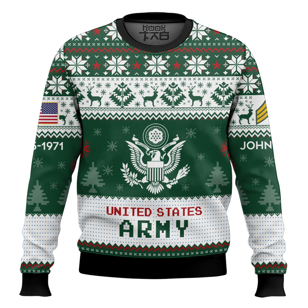 Hooktab US Army I Served My Country What Did You Do - Custom Name, Rank And Years Of Service Ugly Sweater Hooktab US Army I Served My Country What Did You Do - Custom Name, Rank And Years Of Service Ugly Sweater