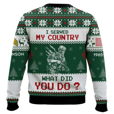 Hooktab US Army I Served My Country What Did You Do – Custom Name, Rank And Years Of Service Ugly Sweater