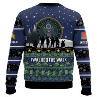 Hooktab US Army I Walked The Walk - Custom Name And Rank Ugly Sweater