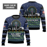 Hooktab US Army I Walked The Walk - Custom Name And Rank Ugly Sweater