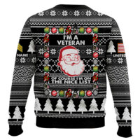 Hooktab US Army I'm A Veteran, Of Course I'm On The Nice List - Custom Name And Rank Ugly Sweater