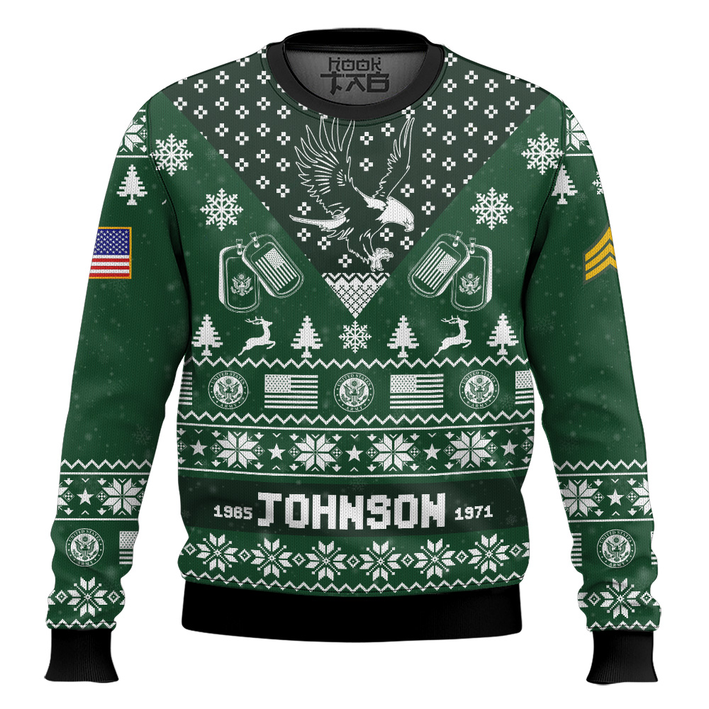 Hooktab US Army I'm Veteran Not A Sucker Or A Loser - Custom Name, Rank And Year Of Service Ugly Sweater Hooktab US Army I'm Veteran Not A Sucker Or A Loser - Custom Name, Rank And Year Of Service Ugly Sweater