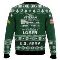 Hooktab US Army I'm Veteran Not A Sucker Or A Loser - Custom Name, Rank And Year Of Service Ugly Sweater
