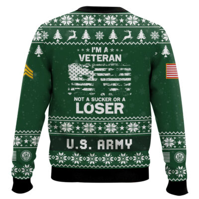 Hooktab US Army I’m Veteran Not A Sucker Or A Loser – Custom Name, Rank And Year Of Service Ugly Sweater