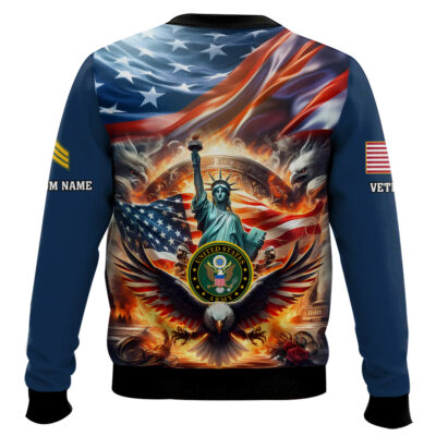Hooktab US Army Liberty Eagle – Custom Name, Rank And Years Of Service Ugly Sweater