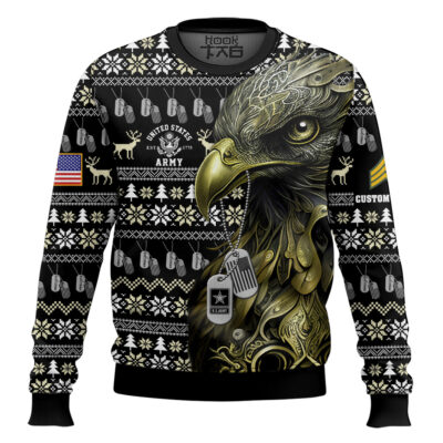 US Army Liberty Eagle I Served My Country - Custom Name And Rank Ugly Sweater