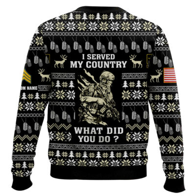 Hooktab US Army Liberty Eagle I Served My Country – Custom Name And Rank Ugly Sweater