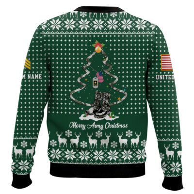 Hooktab US Army Merry Christmas – Custom Name And Rank Ugly Sweater