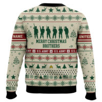 Hooktab US Army Merry Christmas Brothers - Custom Name And Rank Ugly Sweater