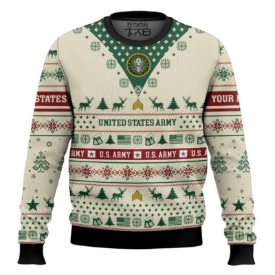 US Army Merry Christmas Brothers - Custom Name And Rank Ugly Sweater