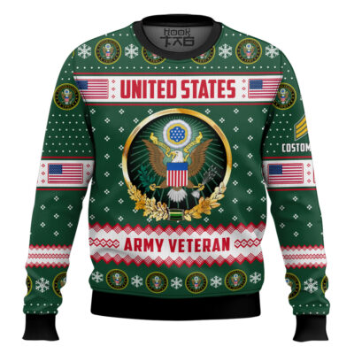 US Army Merry Christmas Brothers And Sisters - Custom Name And Rank Ugly Sweater