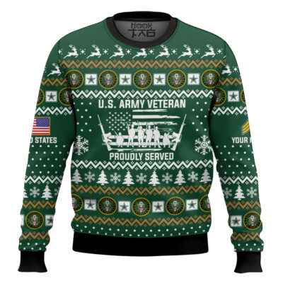 US Army Merry Xmas Brothers And Sisters - Custom Name And Rank Ugly Sweater