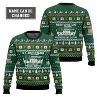 Hooktab US Army Merry Xmas Brothers And Sisters - Custom Name And Rank Ugly Sweater
