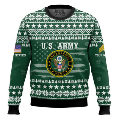 US Army My Time In Uniform Is Over But Being A Veteran Never Ends - Custom Name And Rank Ugly Sweater