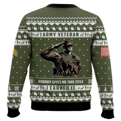 Hooktab US Army Nobody Gives Me This Title I Earned It – Custom Name, Rank And Years Of Service Ugly Sweater