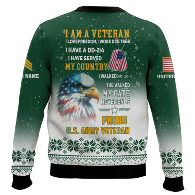Hooktab US Army One More Beer For The Veteran Here – Custom Name And Rank Ugly Sweater
