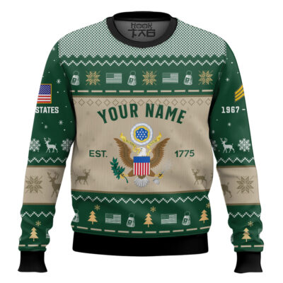 US Army Proud Motto - Custom Name, Rank And Years Of Service Ugly Sweater