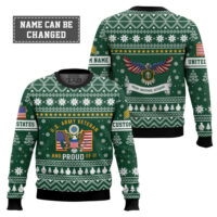 Hooktab US Army Proud Veteran - Custom Name And Rank Ugly Sweater