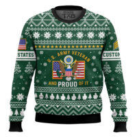 Hooktab US Army Proud Veteran - Custom Name And Rank Ugly Sweater