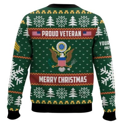 Hooktab US Army Proud Veteran – Custom Name, Rank And Years Of Service Ugly Sweater