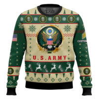 Hooktab US Army Proudly Served - Custom Name And Rank Ugly Sweater