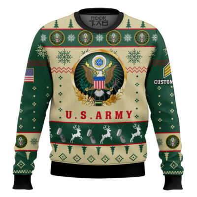 US Army Proudly Served - Custom Name And Rank Ugly Sweater