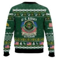 Hooktab US Army Proudly Served Veteran - Custom Name, Rank And Years Of Service Ugly Sweater