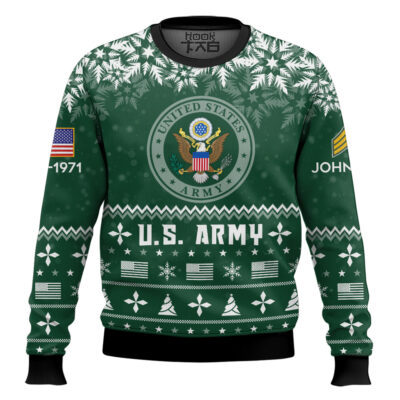 US Army Remember-Honor-Respect - Custom Name, Rank And Years Of Service Ugly Sweater