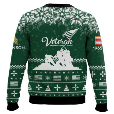 Hooktab US Army Remember-Honor-Respect – Custom Name, Rank And Years Of Service Ugly Sweater
