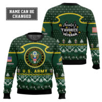 Hooktab US Army Santa's Favorite Veteran - Custom Name And Rank Ugly Sweater