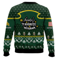 Hooktab US Army Santa's Favorite Veteran - Custom Name And Rank Ugly Sweater