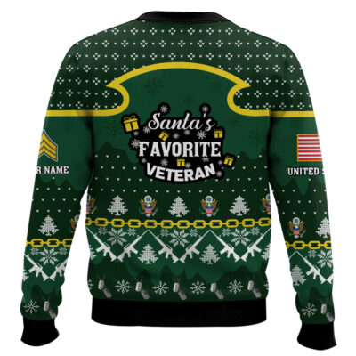 Hooktab US Army Santa’s Favorite Veteran – Custom Name And Rank Ugly Sweater