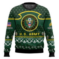 Hooktab US Army Santa's Favorite Veteran - Custom Name And Rank Ugly Sweater