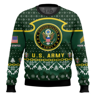 US Army Santa's Favorite Veteran - Custom Name And Rank Ugly Sweater