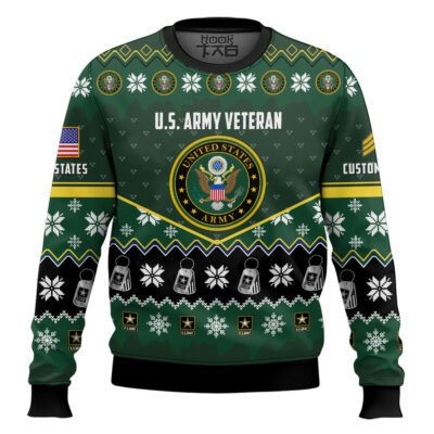US Army Strong And Brave - Custom Name And Rank Ugly Sweater