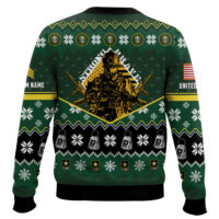 Hooktab US Army Strong And Brave - Custom Name And Rank Ugly Sweater