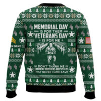 Hooktab US Army Thank My Brothers And Sisters That Never Came Back - Custom Name And Rank Ugly Sweater