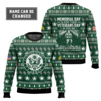 Hooktab US Army Thank My Brothers And Sisters That Never Came Back - Custom Name And Rank Ugly Sweater