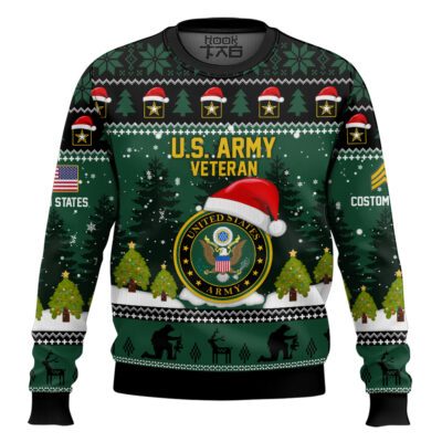US Army Thank You God - Custom Name And Rank Ugly Sweater
