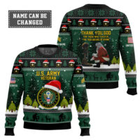Hooktab US Army Thank You God - Custom Name And Rank Ugly Sweater