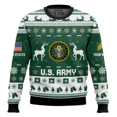 US Army This Christmas R.E.D - Custom Name And Rank Ugly Sweater