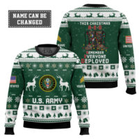 Hooktab US Army This Christmas R.E.D - Custom Name And Rank Ugly Sweater