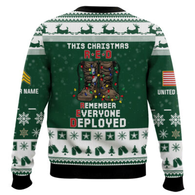 Hooktab US Army This Christmas R.E.D – Custom Name And Rank Ugly Sweater