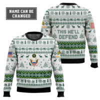 Hooktab US Army This We'll Defend - Custom Name And Rank Ugly Sweater