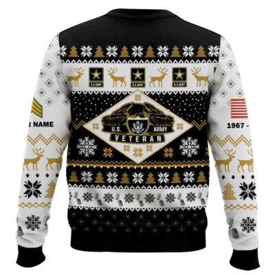Hooktab US Army Veterans – Custom Name, Rank And Years Of Service Ugly Sweater