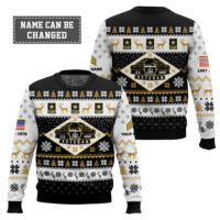 Hooktab US Army Veterans - Custom Name, Rank And Years Of Service Ugly Sweater